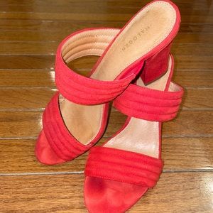 halogen red slip on high heel shoe